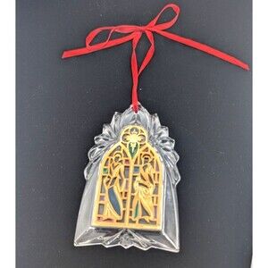 Gorham Crystal Cathedral Stained Glass Window Ornament 3.5”x2.25”